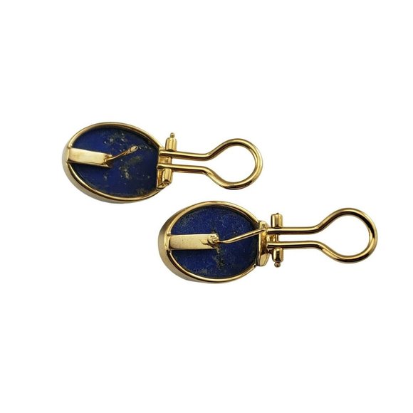 Vintage 18 Karat Yellow Gold Lapis Lazuli Earrings #9902 - Picture 5 of 7